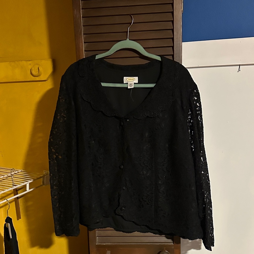 Talbots Black Lace Button-Up top